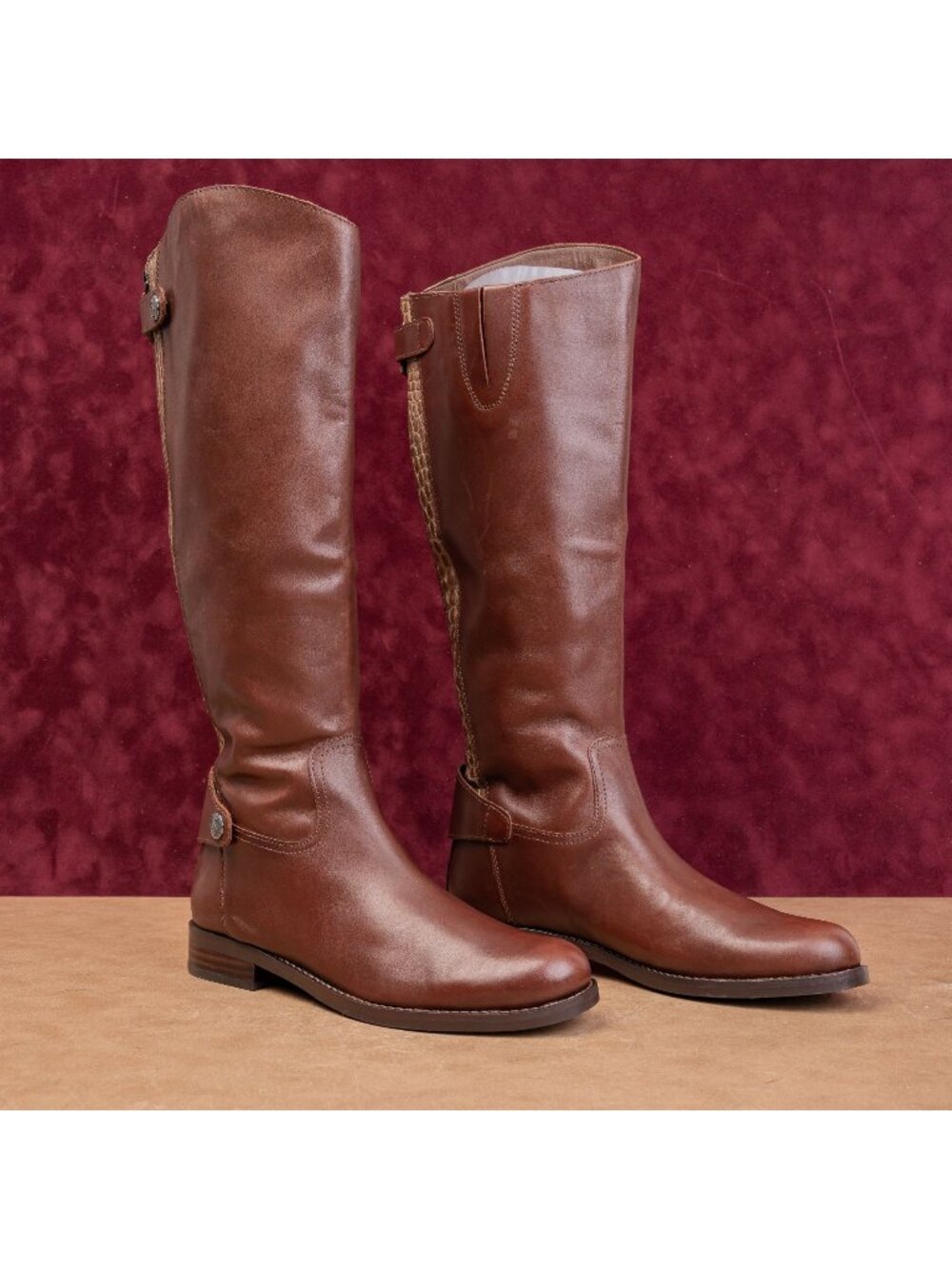 Sam Edelman Women Mikala Equestrian Riding Brown Leather Fashion Boots sz 7.5